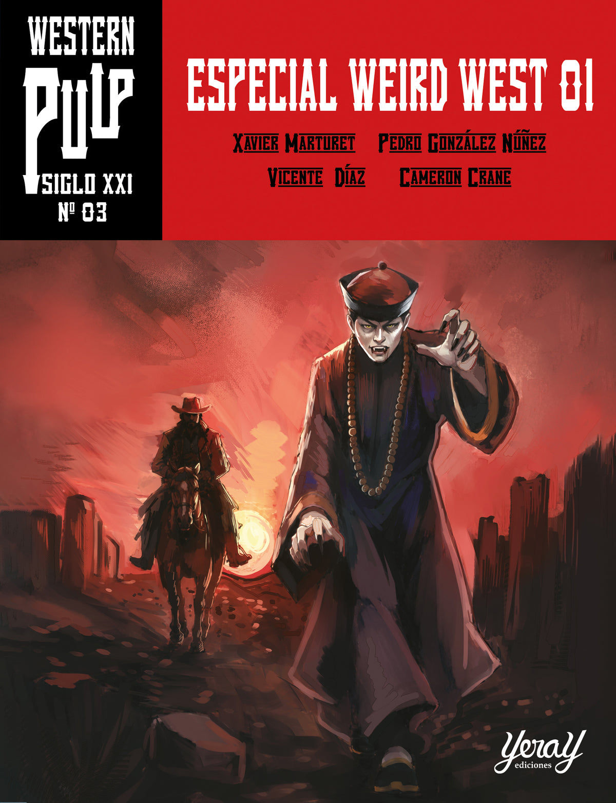 Portada del libro Especial Weird West 01, antología de relatos weird western publicada por Yeray Ediciones